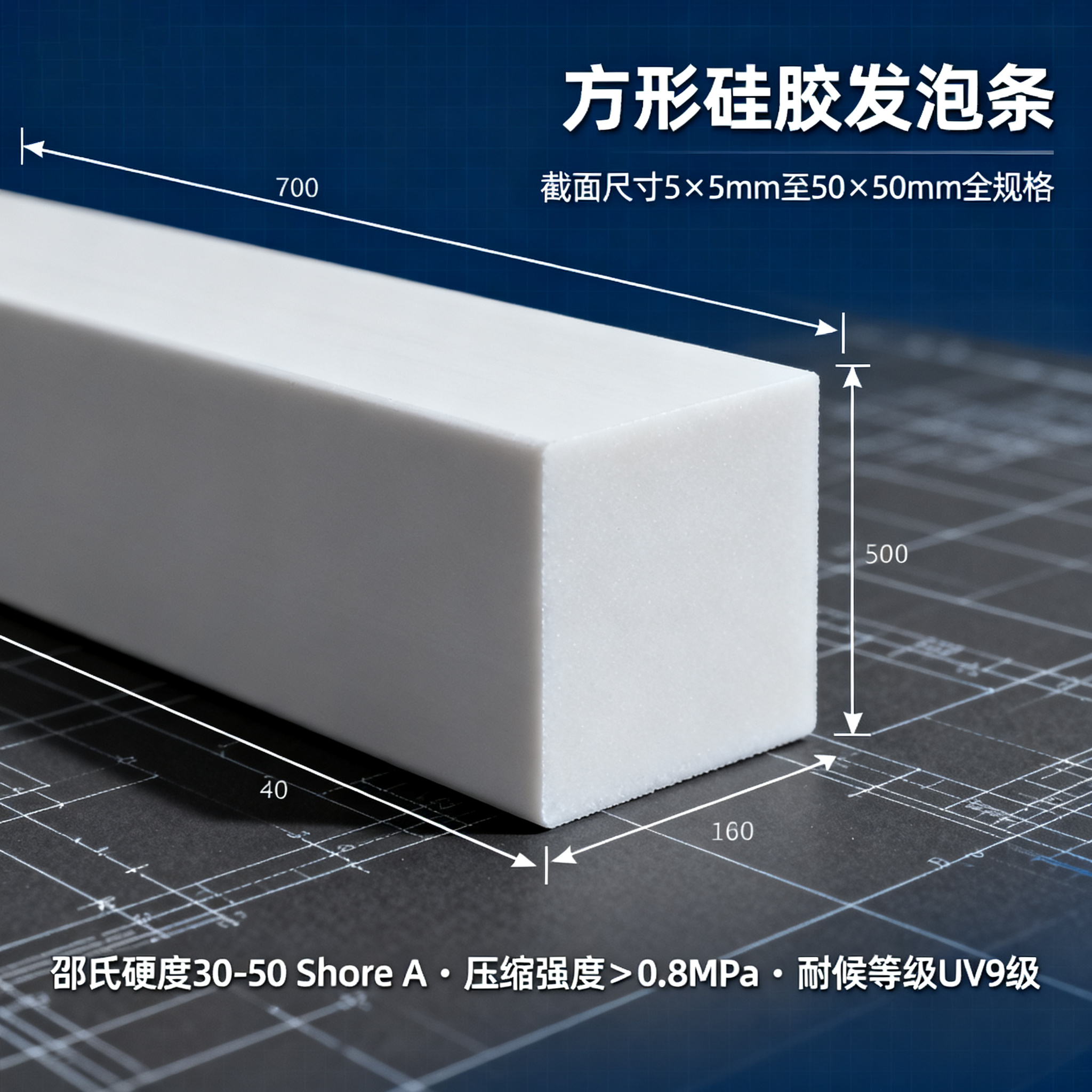 方形硅膠發(fā)泡條